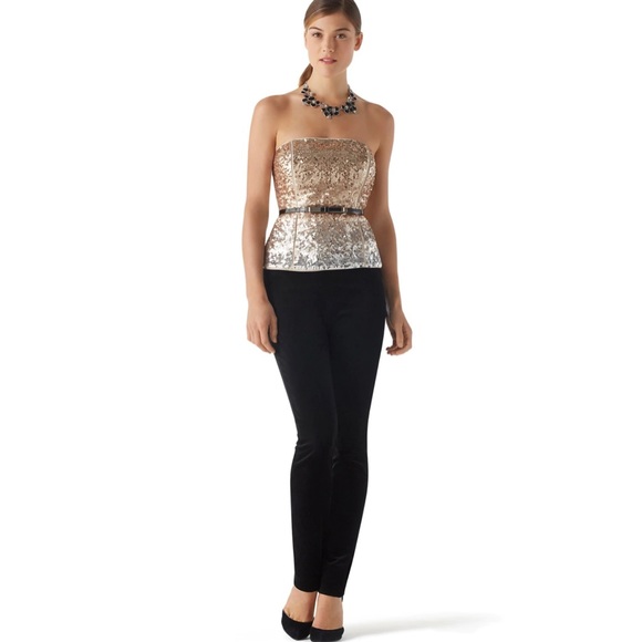 WHBM Ombre Sequin Bustier Mixed Metallic 00 - Picture 3 of 9